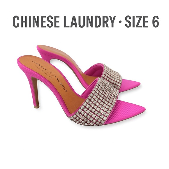 Chinese Laundry Pink Rhinestone Heeled Mules – Size 6 (36.5) - Picture 1 of 11